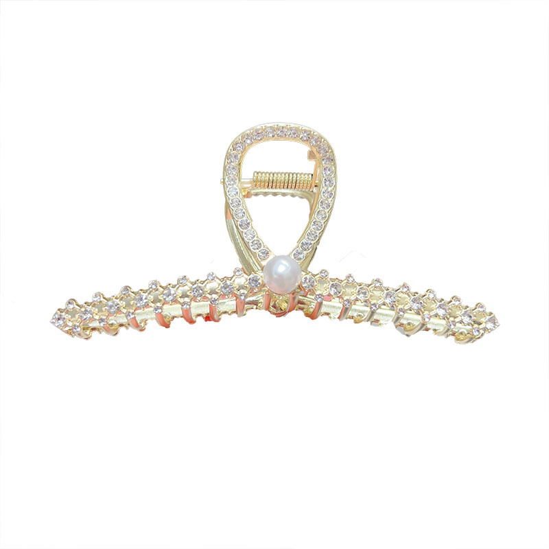 New high-end pearl hair clips for women's back of the head, fashionable and simple style, updo shark clip accessories Item Picture