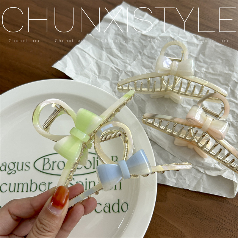 High-end acetate bow clip, large female summer, back head updo hair accessory, hair clip, shark clip, 2023 new style Specification drawing