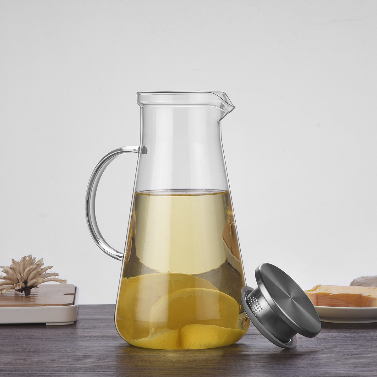 【 Customized LOGO】 Transparent glass kettle, household cold water kettle, cold water kettle set, large-capacity water container Specification drawing