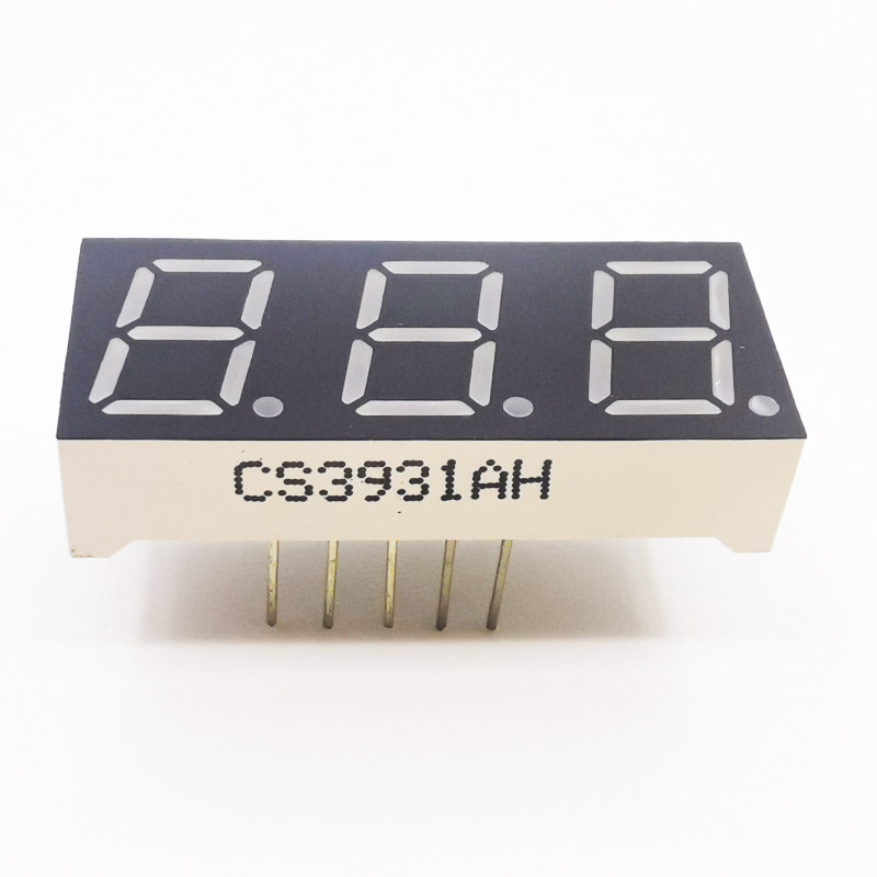 7-segment digital tube 0.39-inch 3-digit digital tube red CS3931BH common positive three-digit display 3391BS red light Item Picture