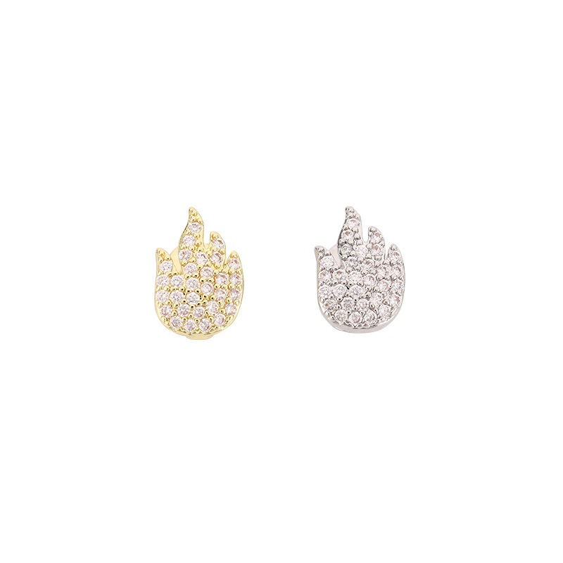 Amazon's best-selling Christmas Flame single braces, fully zirconium hip-hop gold-plated braces, bling micro-inlaid zircon Item Picture