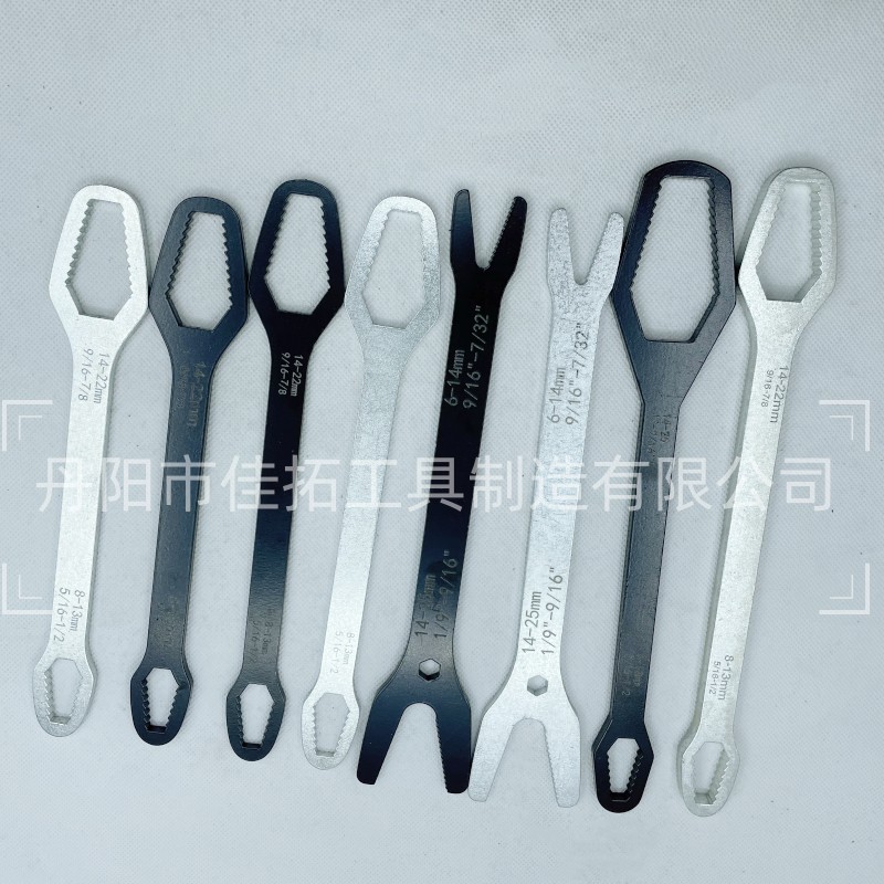 The adjustable universal wrench, 8-22mm, is a German two-end special-shaped double-head self-tightening glasses adjustable wrench full figure