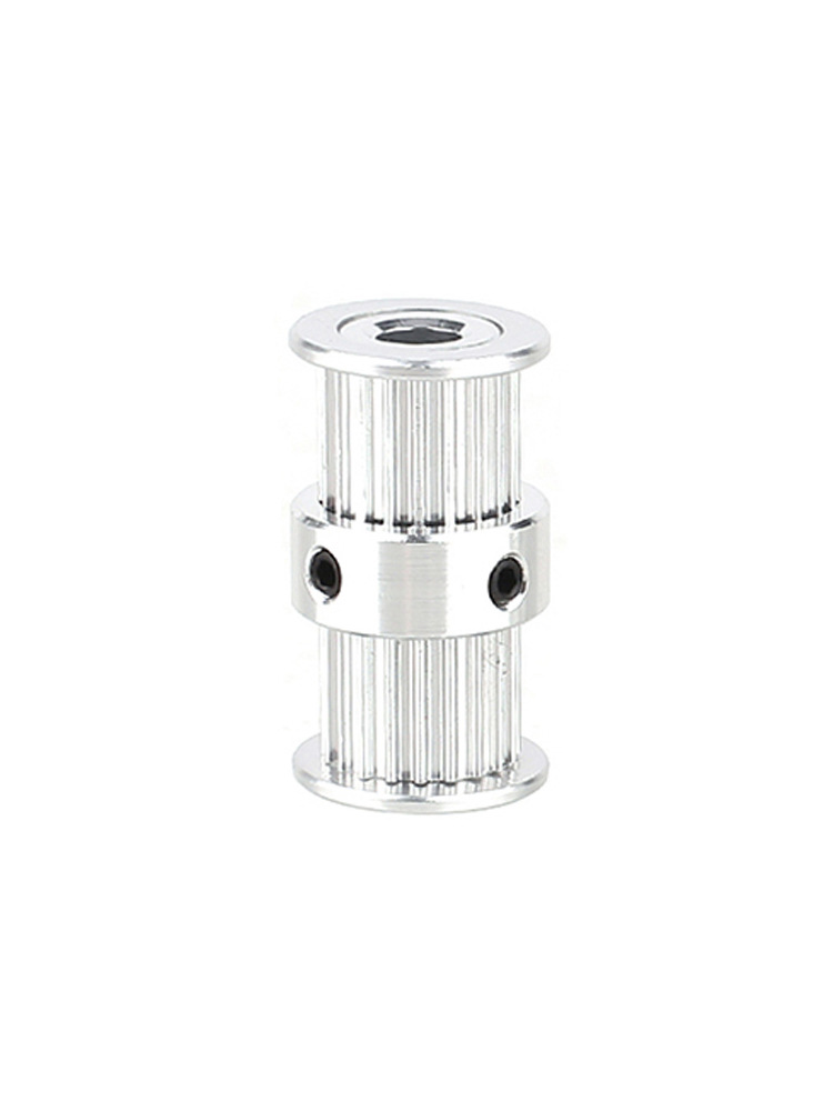 3D printer 2GT double-head integrated synchronous pulley pulley pulley pulley 20-tooth transmission pulley double-groove inner hole aluminum alloy full figure