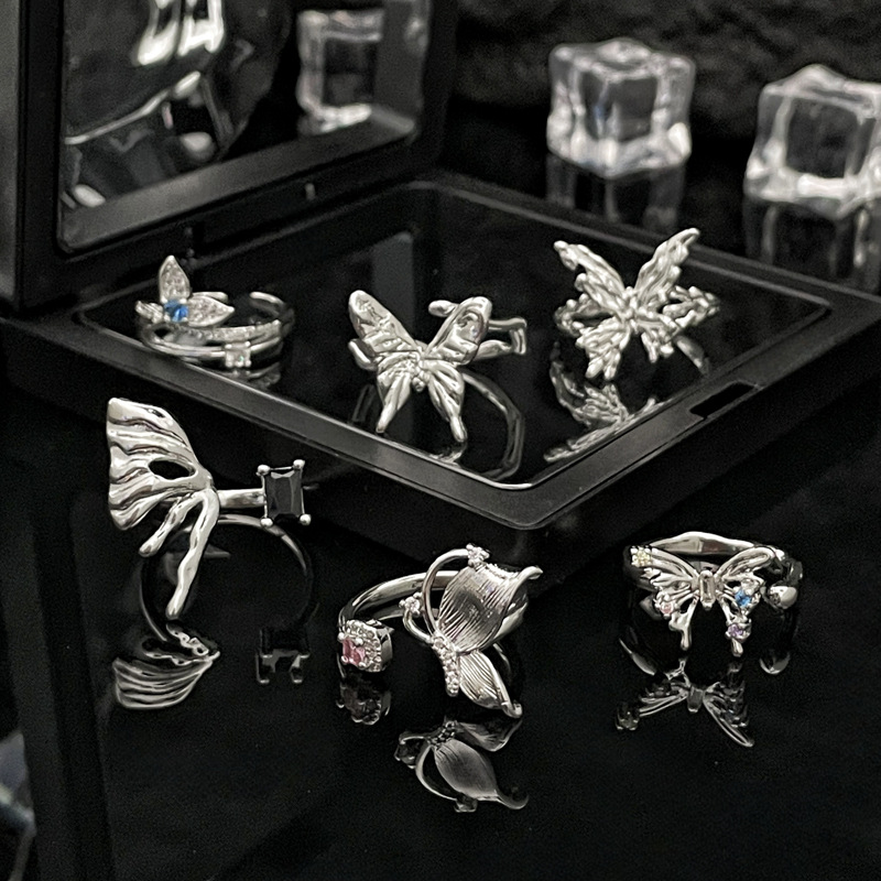 New cross-border irregular three-dimensional butterfly opening ring for women's Instagram, with a cold and niche design sense Application Scenario