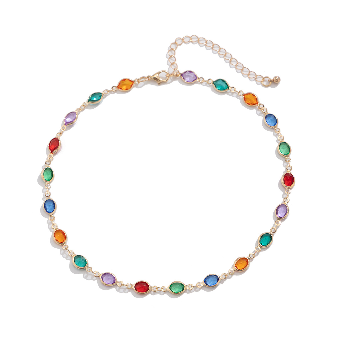 European and American cross-border jewelry fashion dopamine-inlaid crystal necklace, high-end tassel beaded collarbone chain for women Item Picture