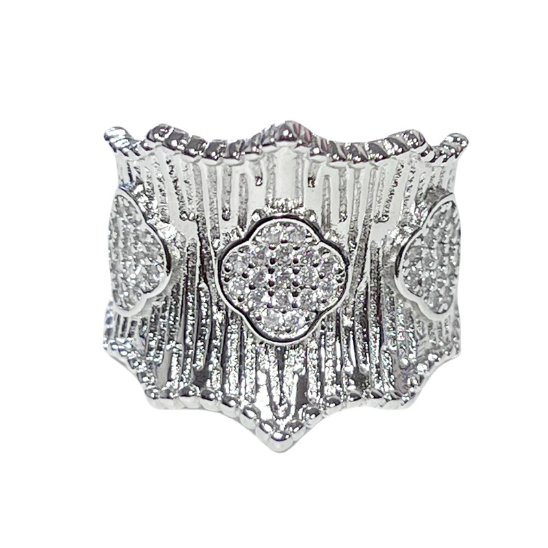 Korean-style micro-inlaid plain ring, niche design, simple open ring, gender-neutral style, fashionable and versatile, light luxury index finger ring Item Picture
