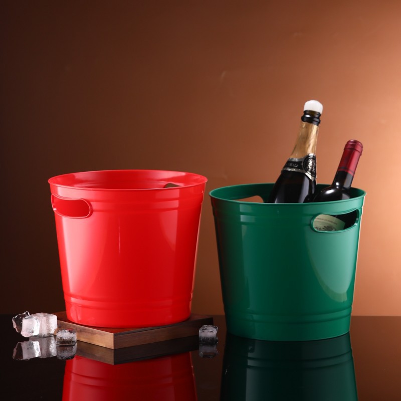 Thickened plastic ice bucket, beveled large ice bucket, acrylic champagne bucket, beer ice wine bucket, ice granule bucket, commercial use in bars Specification drawing