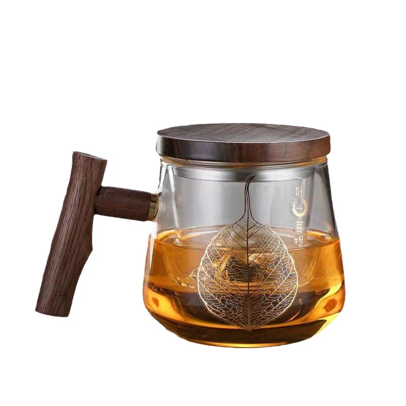 High-appearation-level office tea brewing cup, thickened tea ceremony cup, household tea water one-leaf Bodhi tea cup, filtering three-piece cup Item Picture