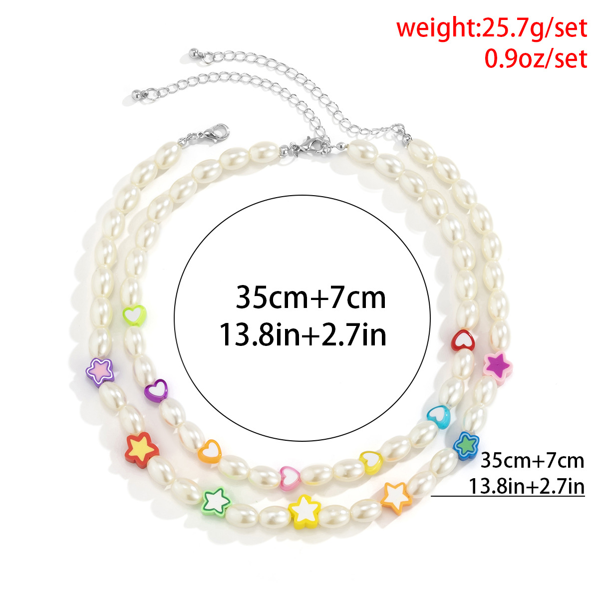 European and American cross-border hand-woven beaded set necklace, retro geometric acrylic star-shaped pearl necklace accessory Specification drawing