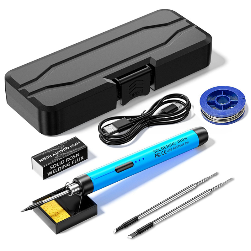 USB portable charging 5V8W soldering iron, mini household 800 mah lithium battery soldering iron set for soldering and repair details Picture