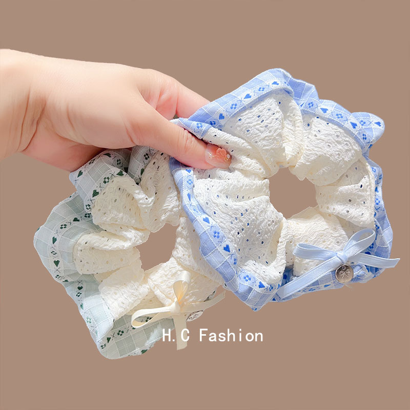 College Style Spring/Summer Large Intestine Hair Band 2025 New Style Hair tie, hair flower, bow, forest-themed high-end hair tie, women's hair accessory Application Scenario