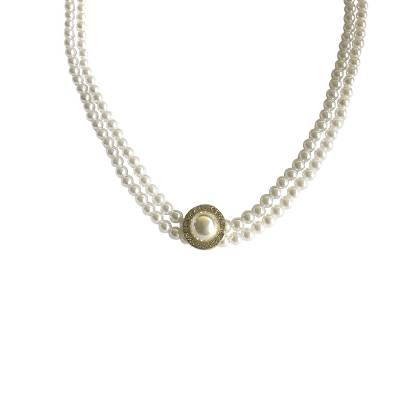 Double-layer pearl necklace, women's light luxury and niche style, collarbone chain design sense, 2023 new trend Item Picture