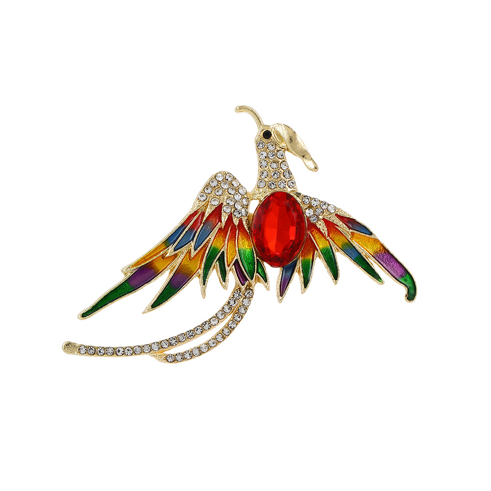 New Chinese-style rebirth Phoenix Diamond enamel brooch, light luxury and high-end feel, ins style fashionable and elegant brooch for women Item Picture