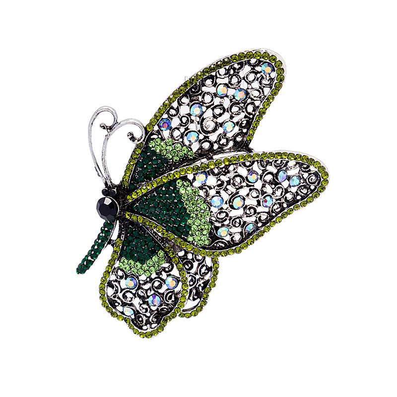 European and American creative large rhinestone butterfly brooch, new cross-border personalized brooch for women, coat accessory brooch Item Picture