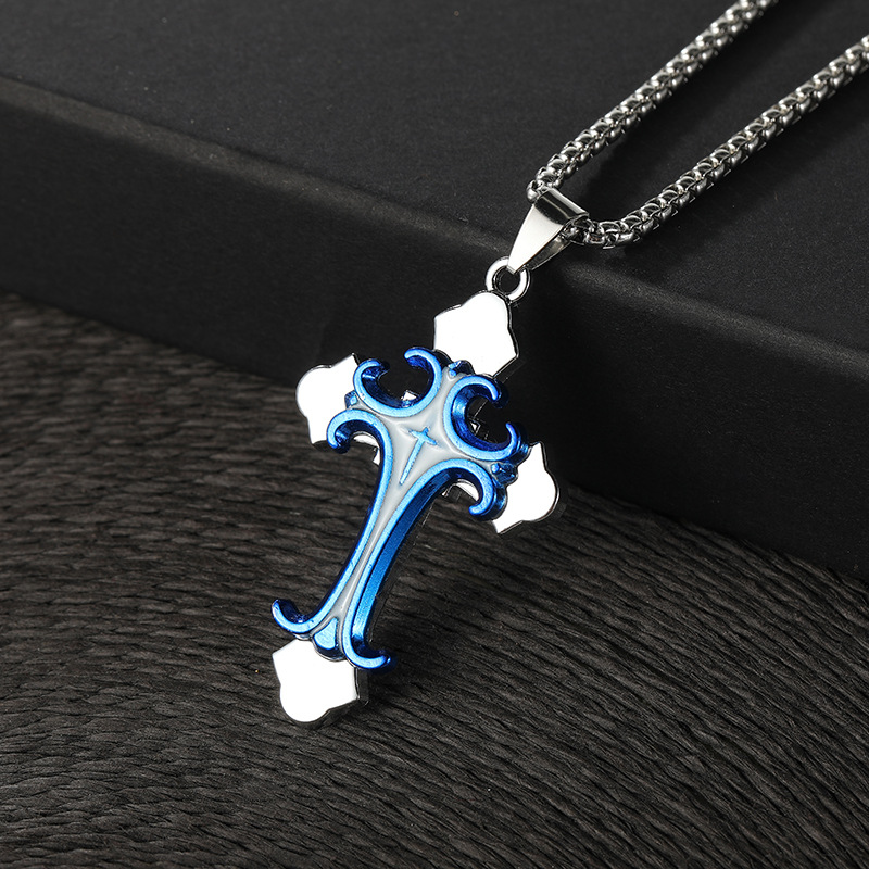 Wholesale of new European and American colorful multi-layer cross-shaped metal frame pendants, street style hip-hop alloy necklace pendants Application Scenario