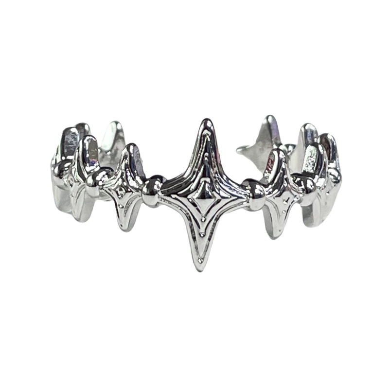 High-end retro starlight cross stacked ring for women, simple and unique design, versatile texture open ring Item Picture