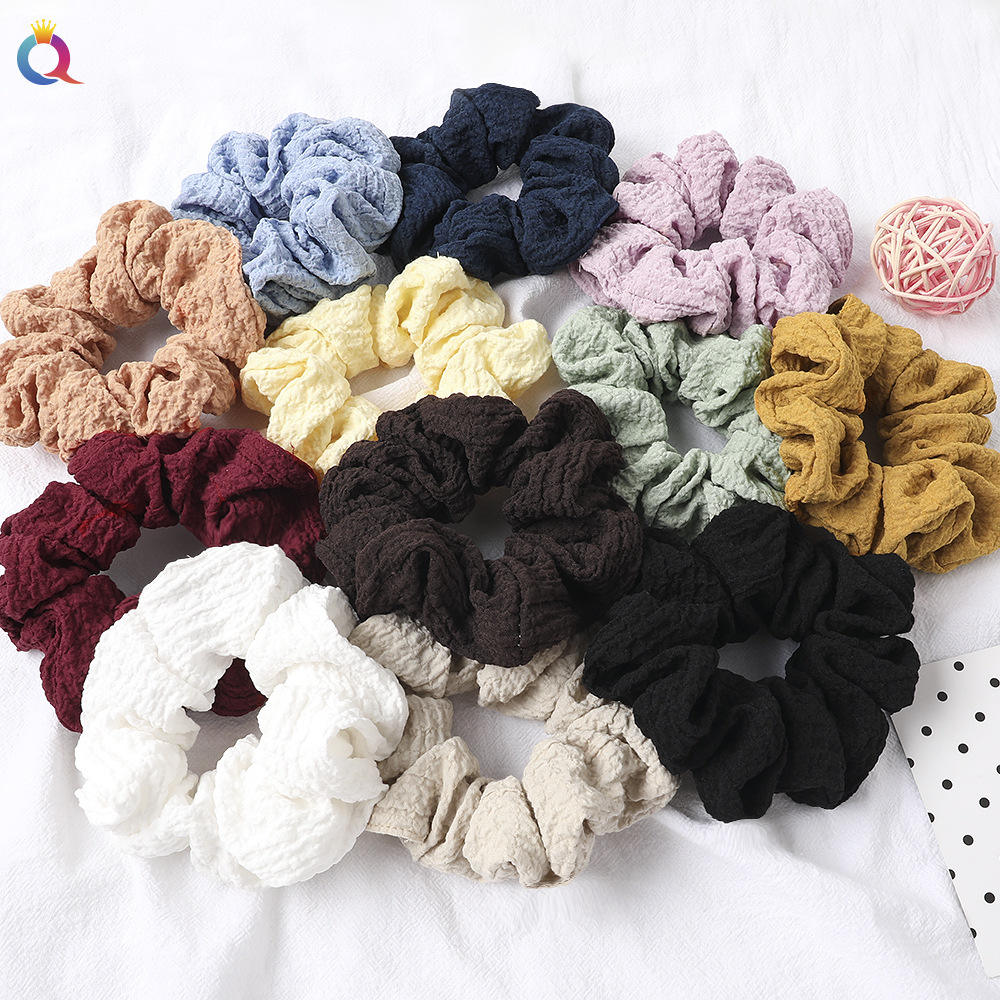 Qiyue Korean version fresh and cute cream puff Large Intestine Hair Band fabric pleated sweet Girl large Intestine hair Band Headband C151 full figure
