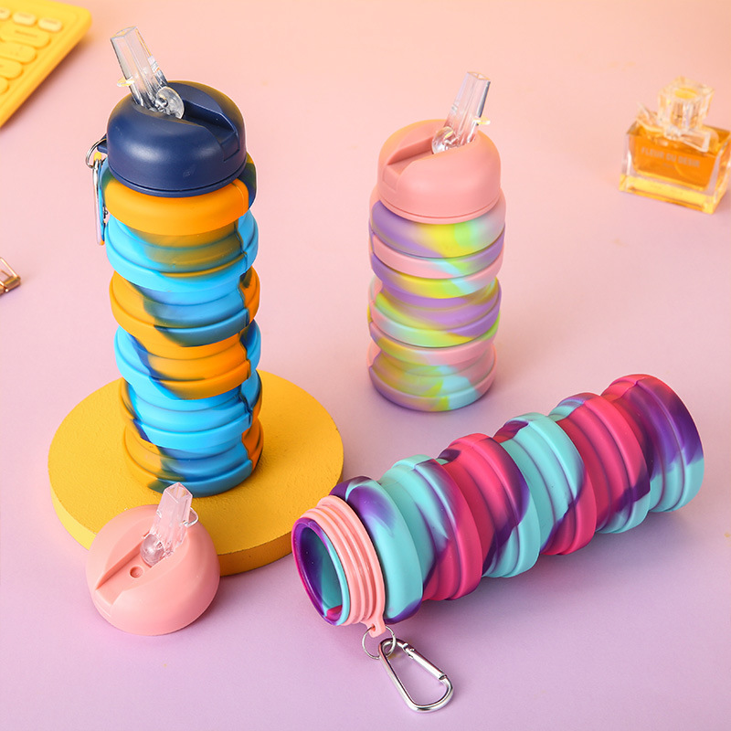 Outdoor travel food-grade silicone folding water cup, sports water bottle, eco-friendly BPA-free water bottle, silicone cup details Picture