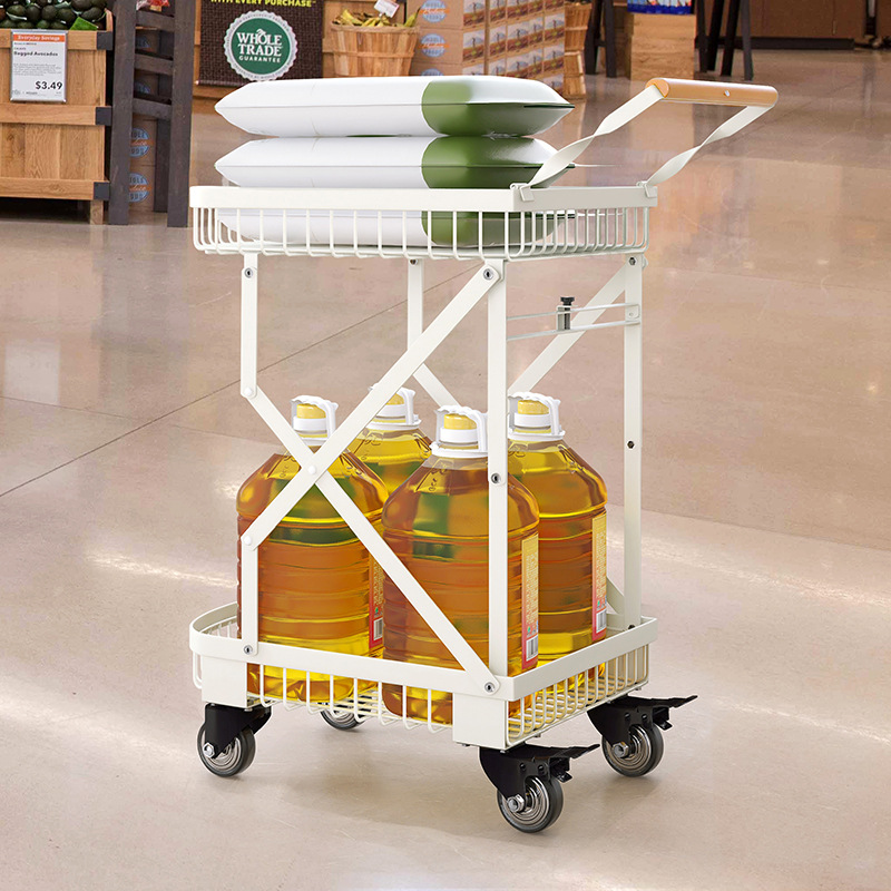 Manufacturer wholesale double-layer foldable portable trolleys, luggage express delivery, camping transport vehicles, and popular street vending trolleys details Picture