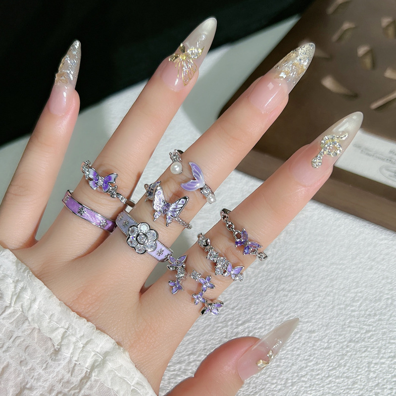 The popular European and American style accessories, the simple taro purple enamel ring for women, the exquisite and high-end sweet ring, are bestsellers Specification drawing