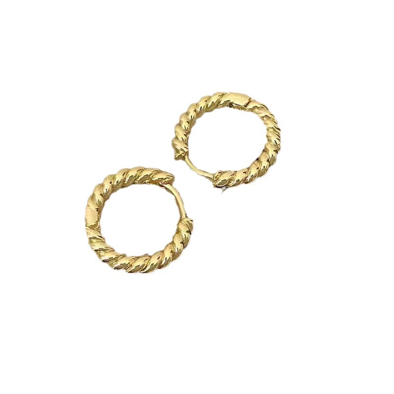 Metal circle twist small earrings, a cool and unconventional design for women, fashionable ear rings with a high-end feel, and French exquisite ear buckles Item Picture
