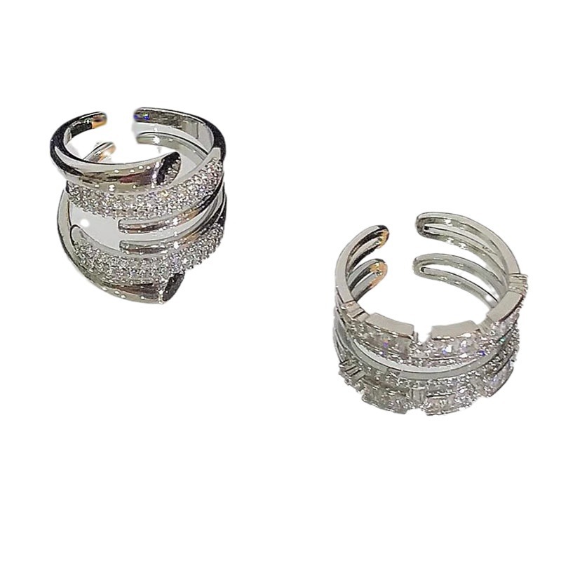 The ring is a cool and unique multi-layered zircon design on Instagram for women. It's an open ring with a sweet and cool personality Item Picture