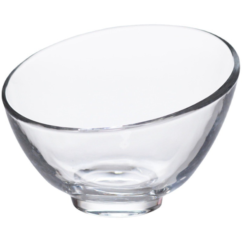Wholesale of large-capacity transparent glass slanted bowls, household large bowls, salad bowls, hot pot seasoning bowls, dessert small bowls and tableware Item Picture