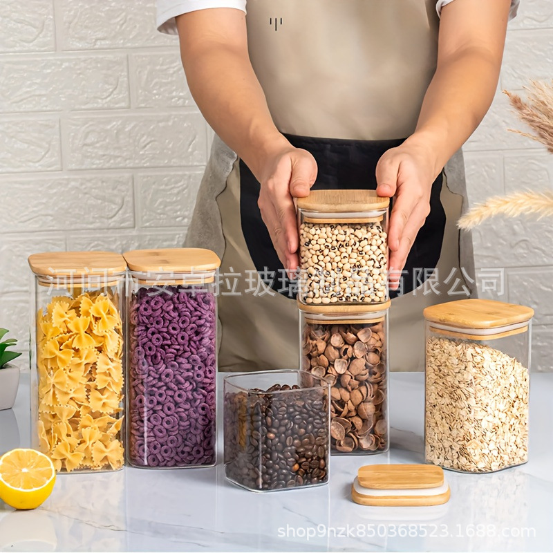 Cross-border exclusive food storage tank set for grains, noodles, spices, rice, coffee beans, kitchen storage, large capacity Specification drawing