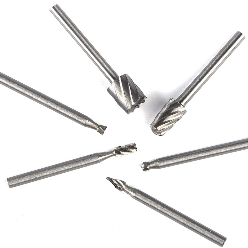 6-piece set of high-speed steel rotary files, hard alloy rotary files, steel coarse-toothed engraving milling cutters, woodworking high-speed rotary files full figure