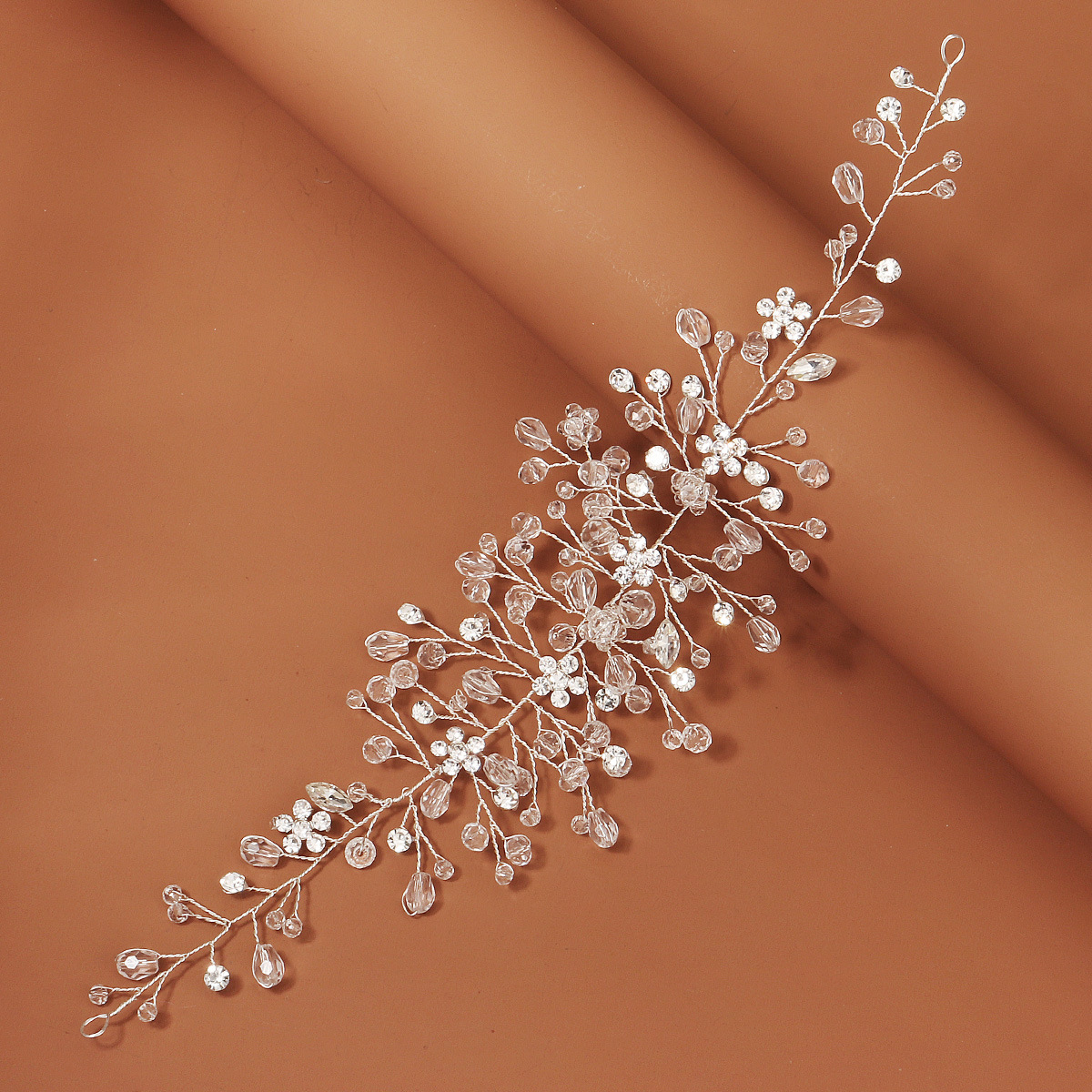 Xiuhe wedding dress accessories: Luxurious crystal headbands, wedding dress accessories, Korean-style ins fashion handcrafted headbands, rhinestone headbands Specification drawing