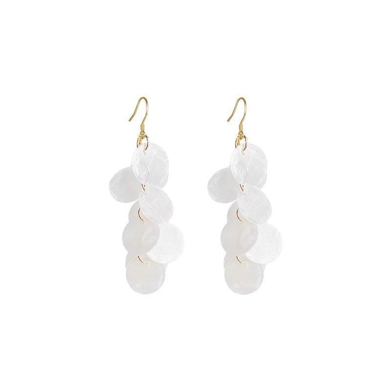 Island vacation style long tassel shell earrings for women's summer 2025 new style Exaggerated and elegant earrings by the seaside Item Picture