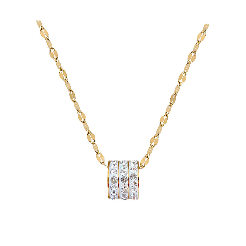 【 All-titanium Steel 】 Three-ring mini Waist, minimalist style, real gold necklace inside the furnace, female Instagram influencer collarbone chain Item Picture