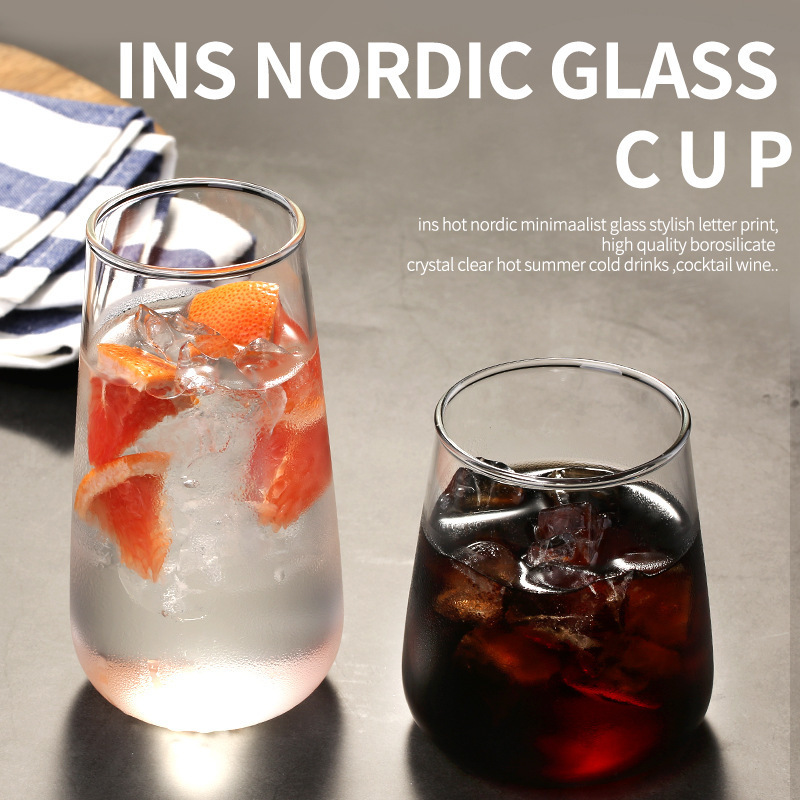 Transparent glass cups, popular Instagram juice cups, milk tea cups, beverage cups, household milk cups, water drop cups, breakfast cups Application Scenario