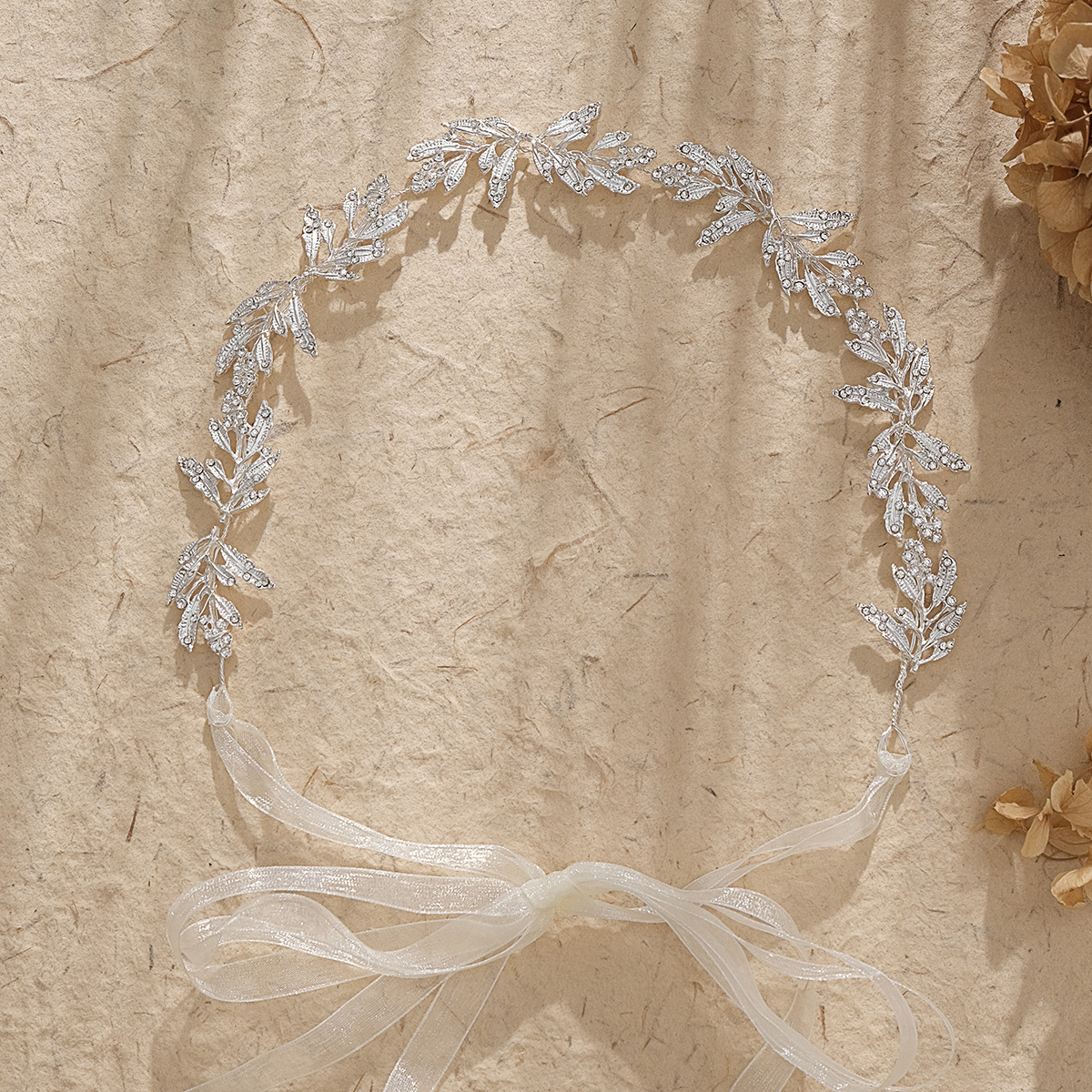 New European and American bridal headwear: simple alloy leaf hair bands, rhinestone hair bands, wedding dress accessories, updo hair bands Specification drawing