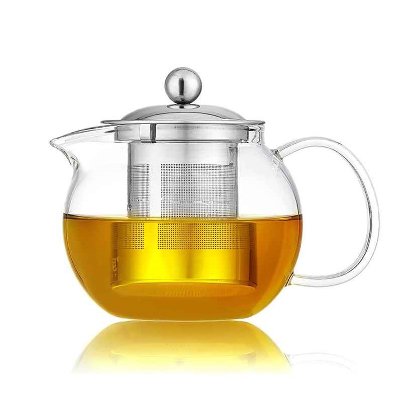 High borosilicate glass teapot, stainless steel leaky inner liner, filter flower teapot, transparent glass boiling teapot, steel leaky teapot Item Picture