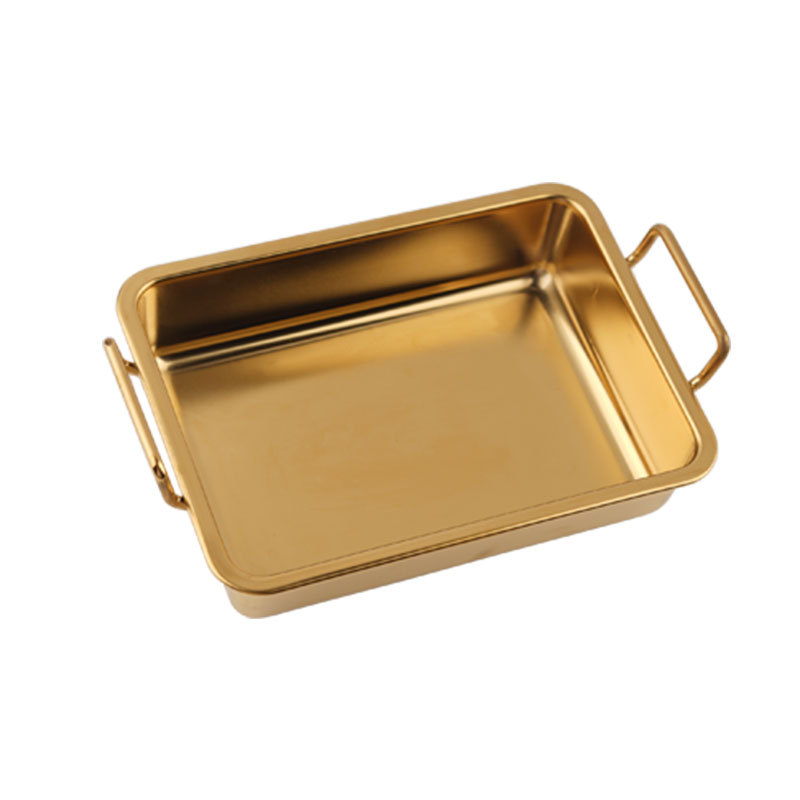 304 stainless steel Korean snack plate with ears, golden fried chicken plate, French fries, creative cold dish plate, dessert plate, small square plate Item Picture