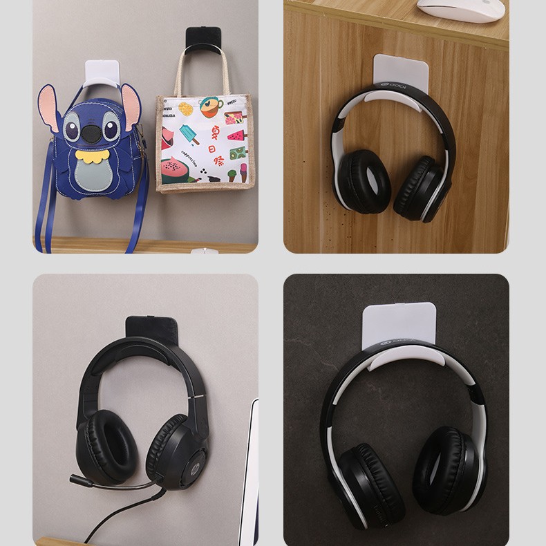 Wall-mounted headphone stand without drilling holes, under-table gaming bracket, head-mounted bracket, hook bracket, hanging headphone stand Specification drawing