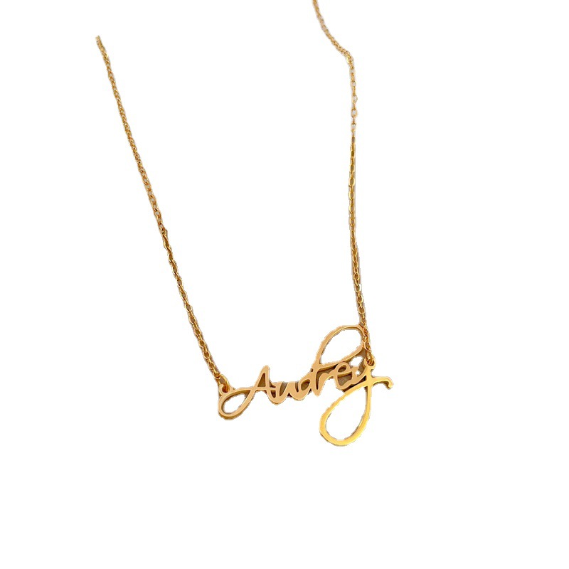 【 All-titanium Steel 】 English letter minimalist style furnace real gold necklace, female Instagram influencer collarbone chain matching Item Picture