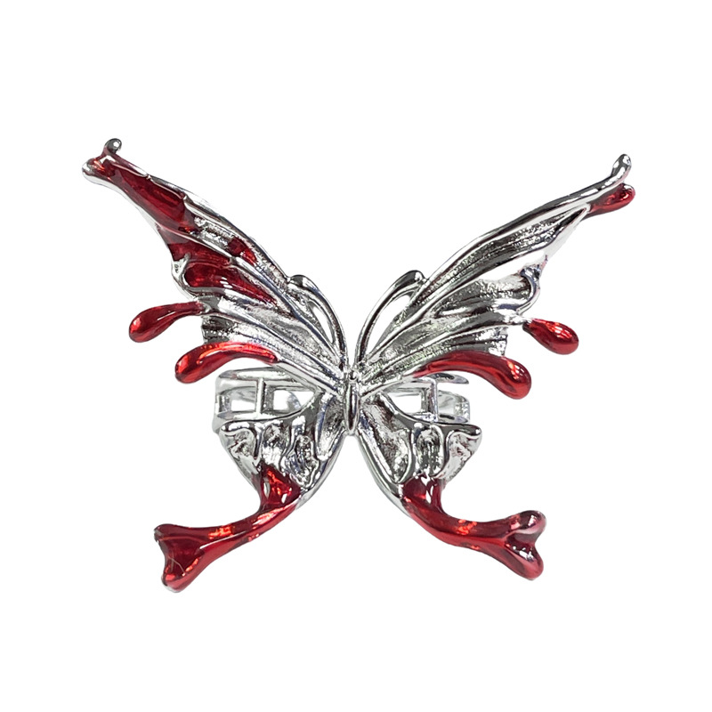 The new liquid irregular butterfly ring is a unique, sweet, cool, exaggerated and spicy girl's dancing personality adjustable index finger ring Item Picture