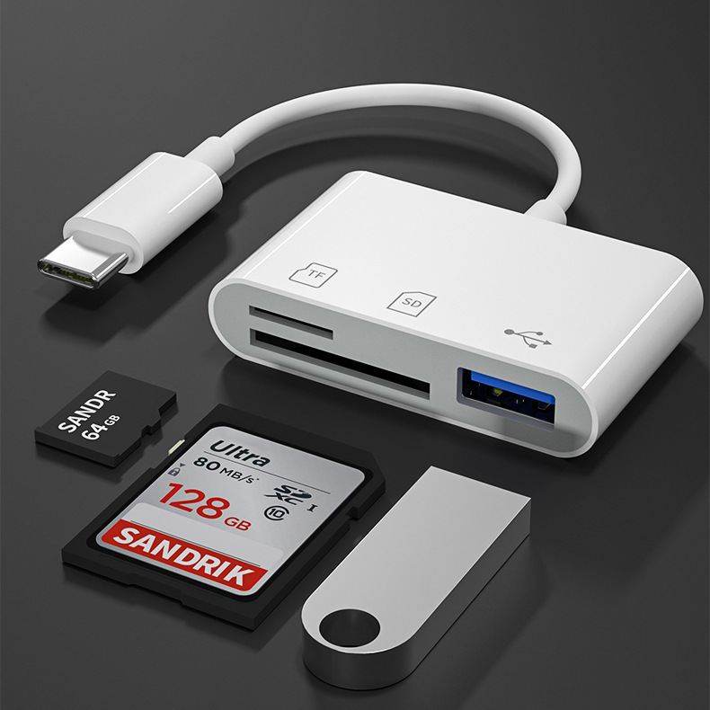 Huawei mobile phone otg card reader 3-in-1 to USB3.0 adapter SD/TF card adapter cable full figure