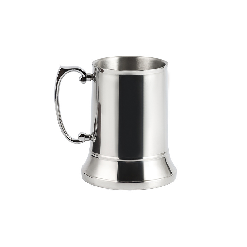 Stainless steel 304 beer mugs, double-layered cocktail cups, European flame cups, pouring cups, cross-border cold drink cups for foreign trade Item Picture