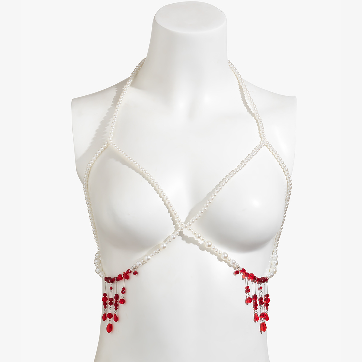 European and American party punk exaggerated red blood drop tassel body chain Halloween simulation blood body chain waist chain Item Picture