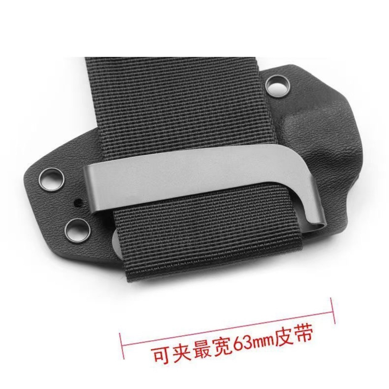 Cross-border stainless steel k sheath waist clamp knife, K sheath fixed back clamp knife sheath accessories, portable black clamp gun holster belt through Item Picture
