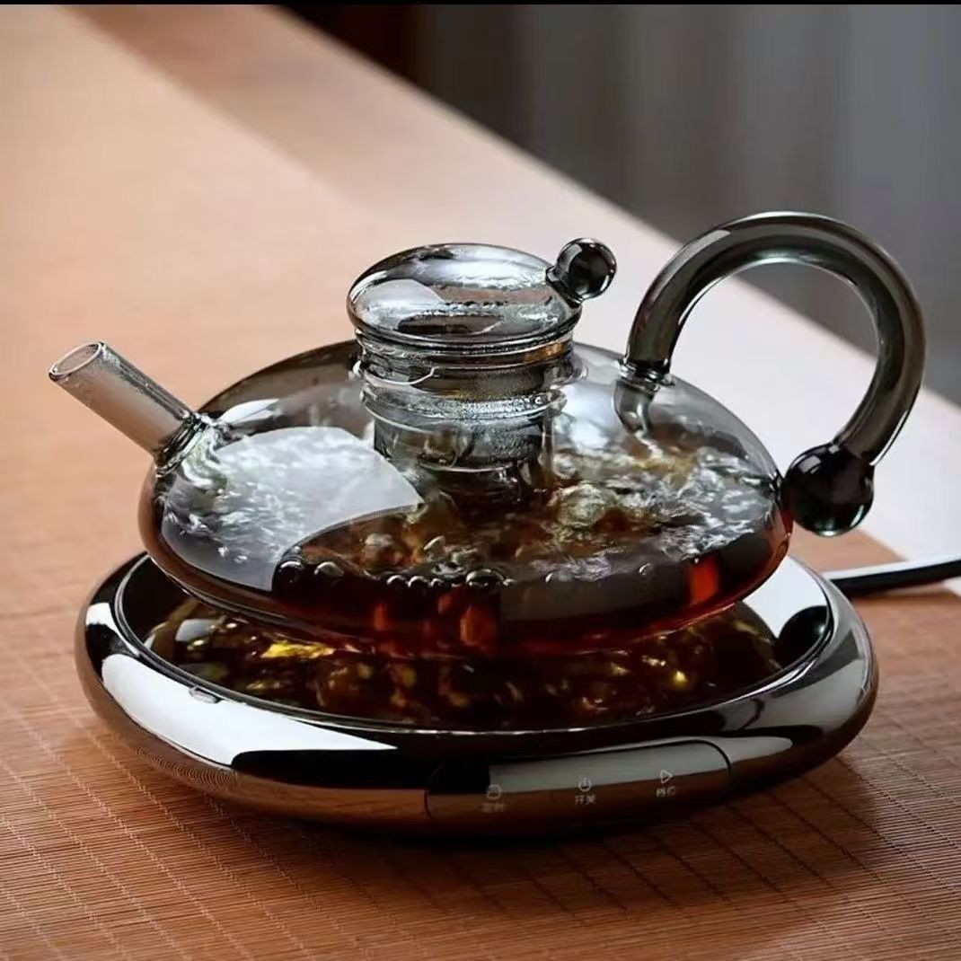 New Nordic-style mouse-tail teapot, heat-resistant transparent glass teapot, tea sets, tea cups, tea boiling teapot, tea brewing teapot, and tea filtering and brewing vessel full figure
