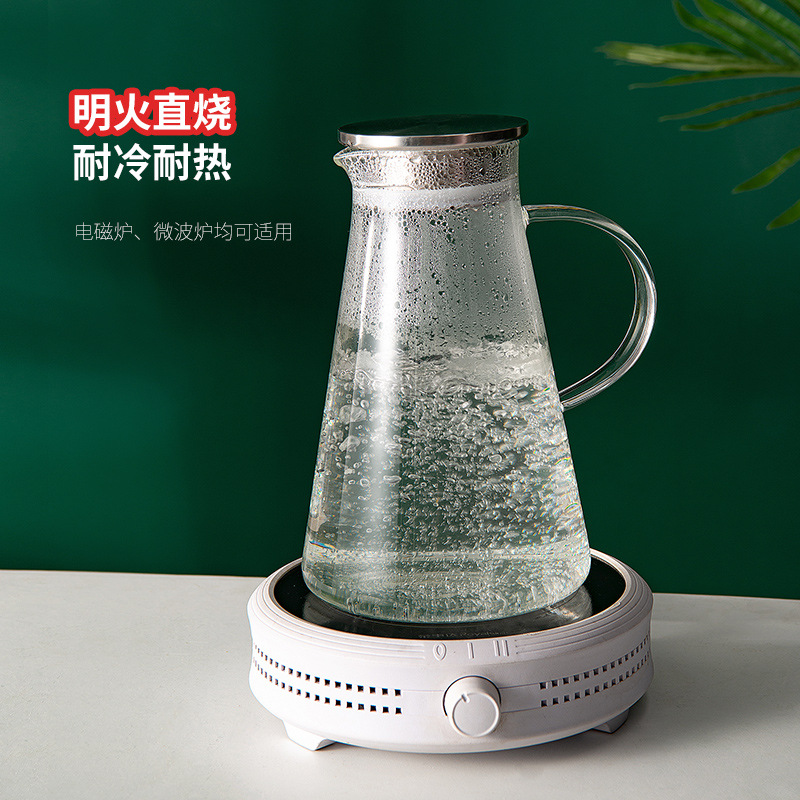 Wholesale of glass water kettles, heat-resistant high borosilicate household cold water kettles with LIDS, large-capacity teapots, and transparent water kettles Application Scenario