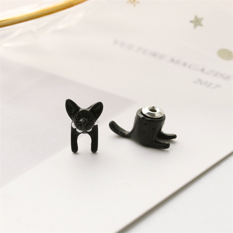 Korean version jewelry wholesale Harajuku 3D pearl animal leopard head earrings, cat men and women wear shrill nails, individual price Specification drawing