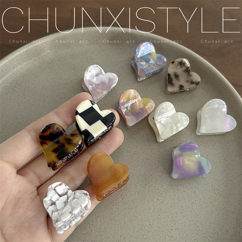 Korean InS-style hair accessories, cute and elegant acetate heart-shaped side bangs mini clips, exquisite mini hair clips Specification drawing