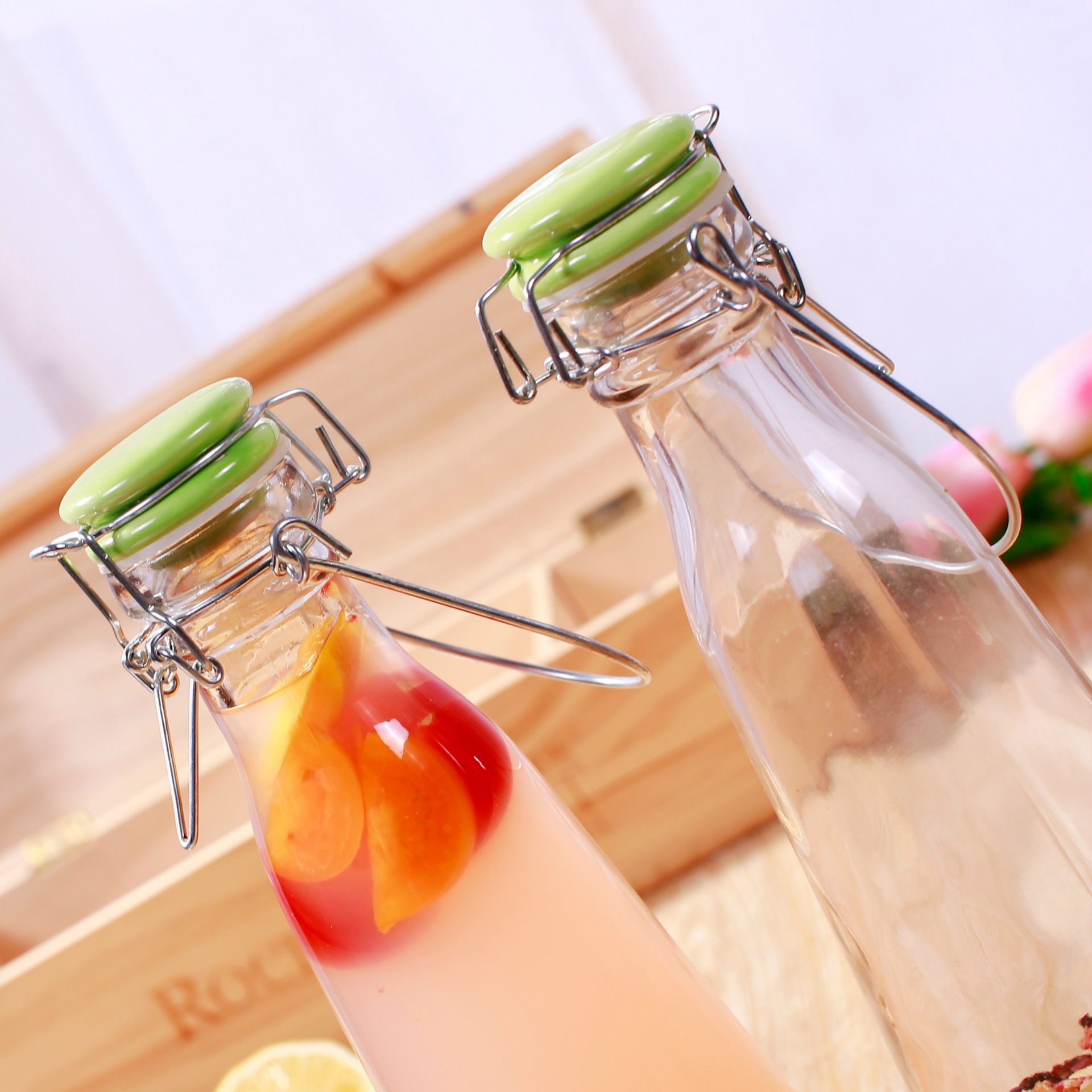 Wholesale sealed portable glass milk bottles, InS-style juice bottles, milk tea shop juice cups, enzyme bottles details Picture