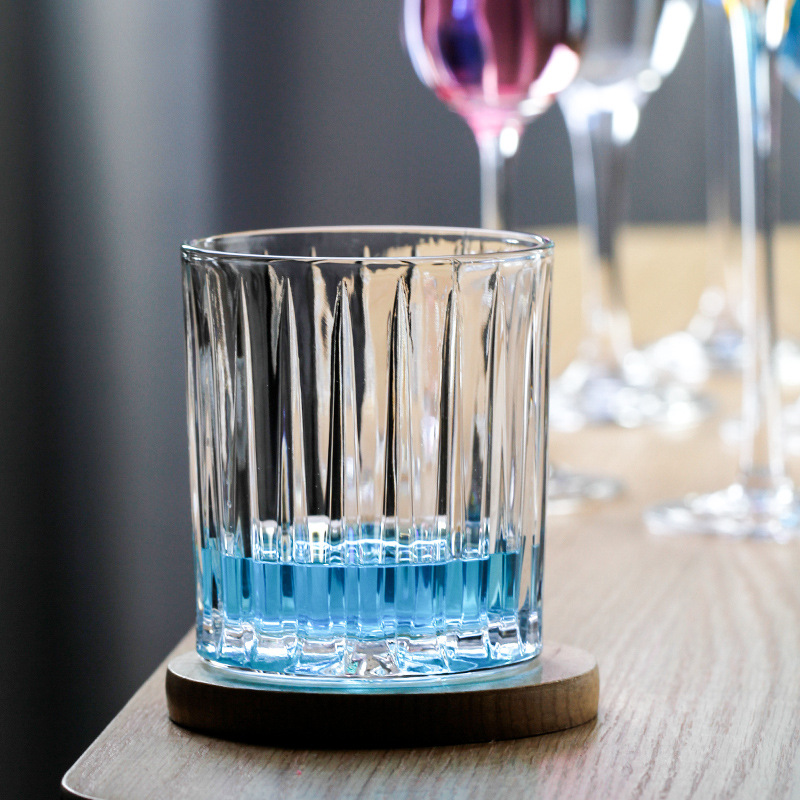 Vertical patterned glass cups, simple Nordic cups for home use, heat-resistant glass water cups, transparent creative whisky glasses Specification drawing