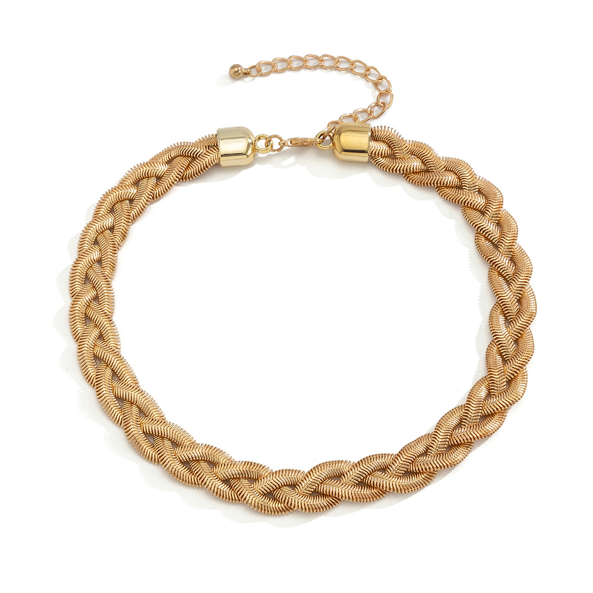European and American cross-border jewelry, cold style woven snake bone chain, simple neck chain, niche trend, simple metal collarbone necklace Specification drawing